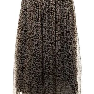 Leopard Print Midi Skirt Pleated